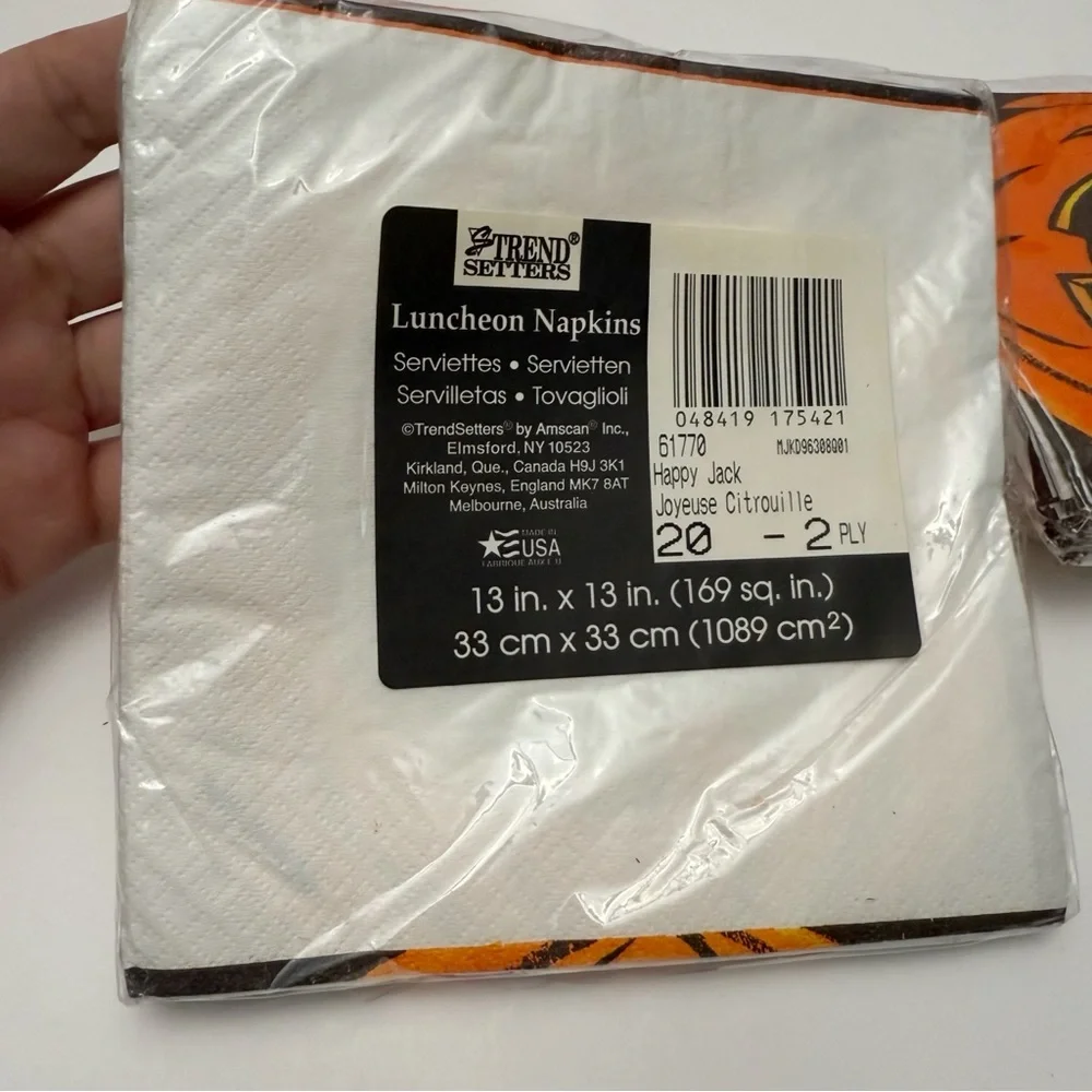 Vintage Trend Setters Jack-o'-lantern Pumpkin Paper Napkins Lot Of 4 Packages